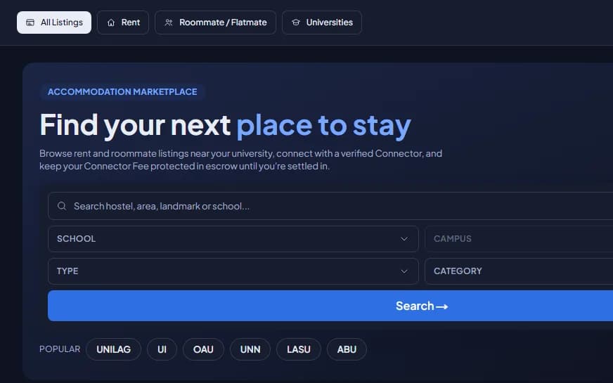 Screenshot of the live Shelteer product