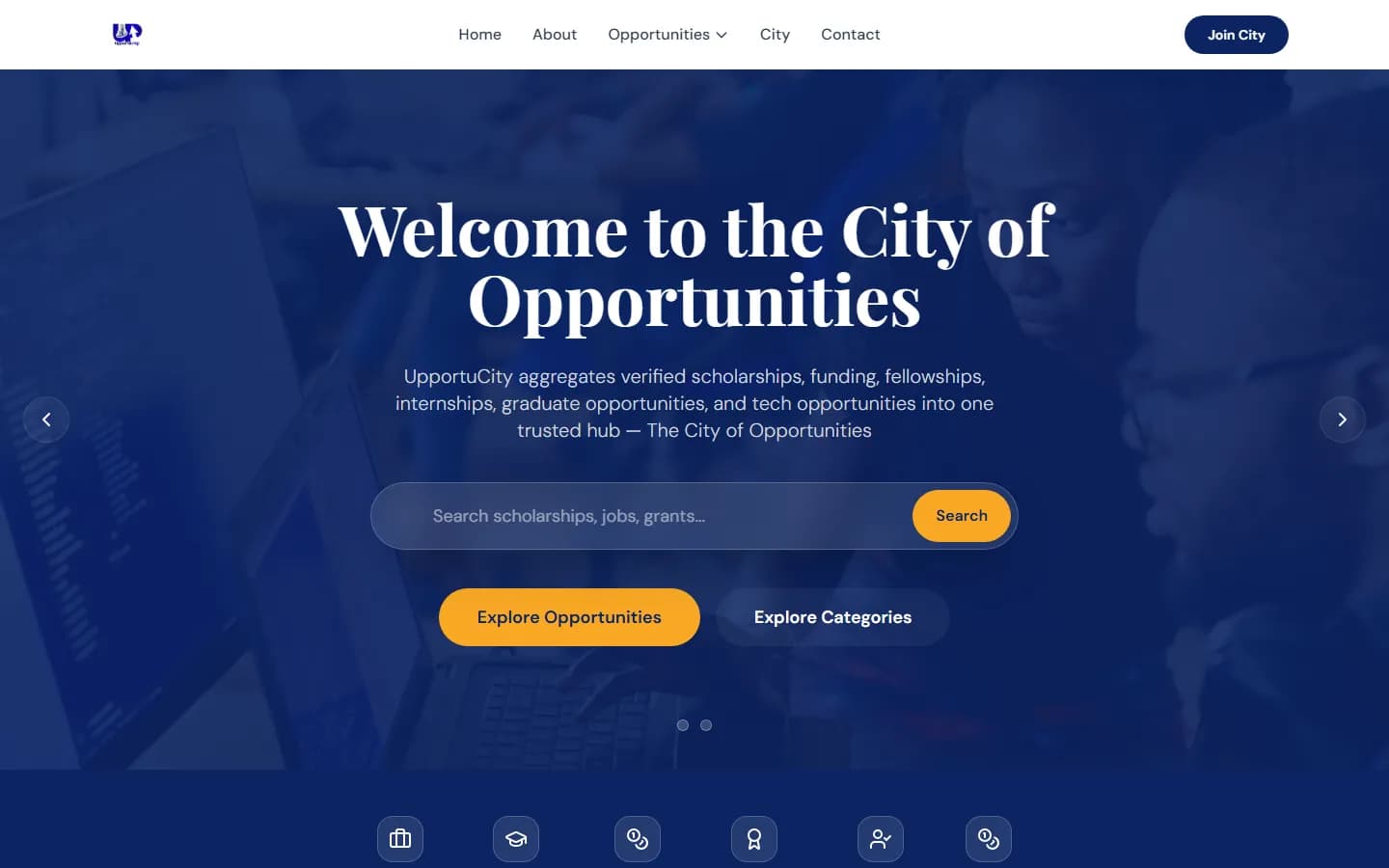 Screenshot of the live UpportuCity product